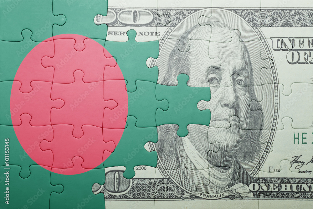 puzzle with the national flag of bangladesh and dollar banknote