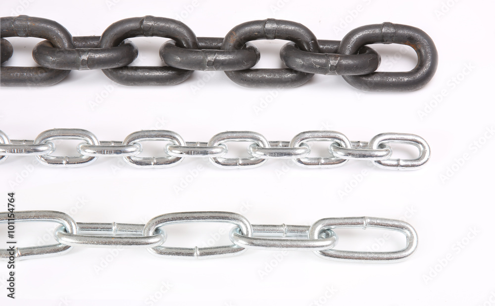 three metal chains of different size three metal chains of different size