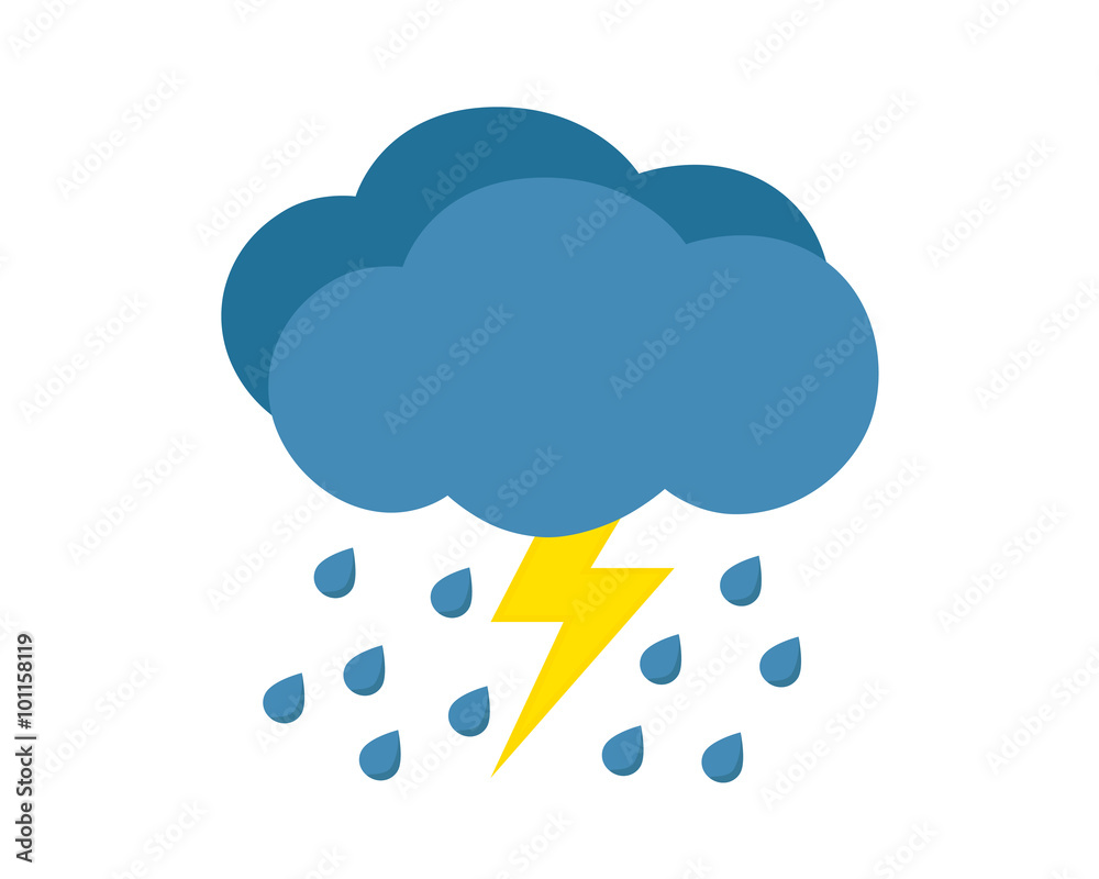 Rain with storm. Weather icon isolated on white background. Rain with storm. Weather icon isolated on white background.