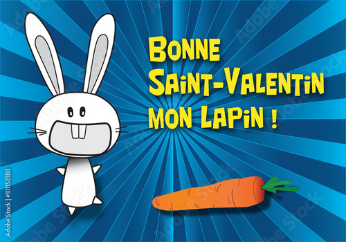 Carte Saint-Valentin lapin blanc