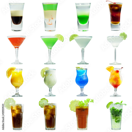 alcoholic cocktails set - cosmopolitan, Blue Curacao, Chocolate