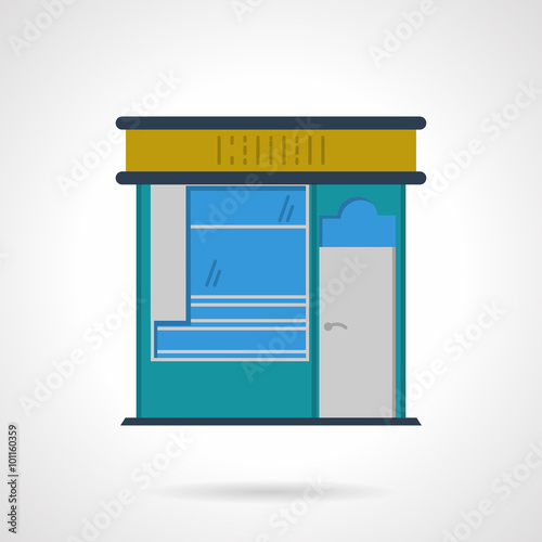 Storefronts flat color vector icon. News stall
