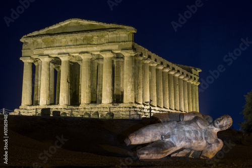 Temples in Agrigento night in Sicily - Italy