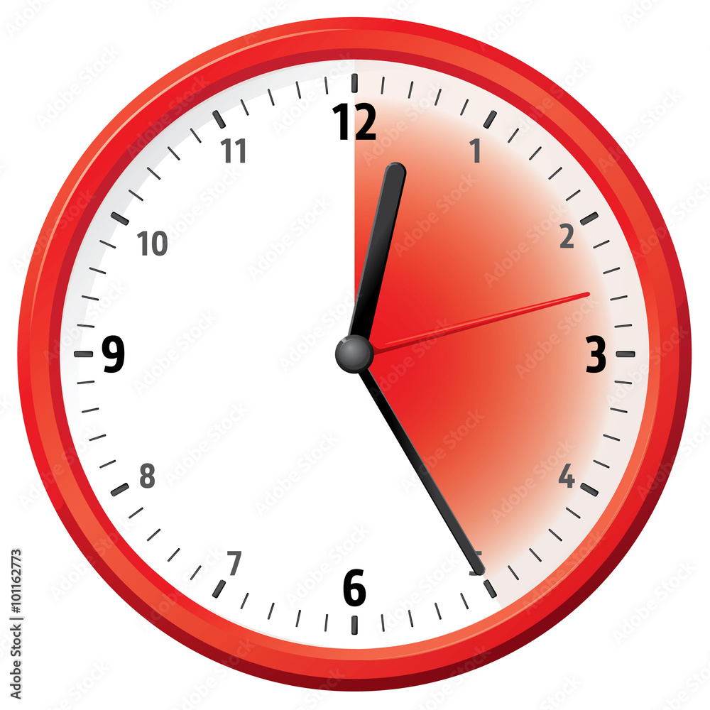 Illustration of a clock marking twenty five minutes Illustration of a clock marking twenty five minutes