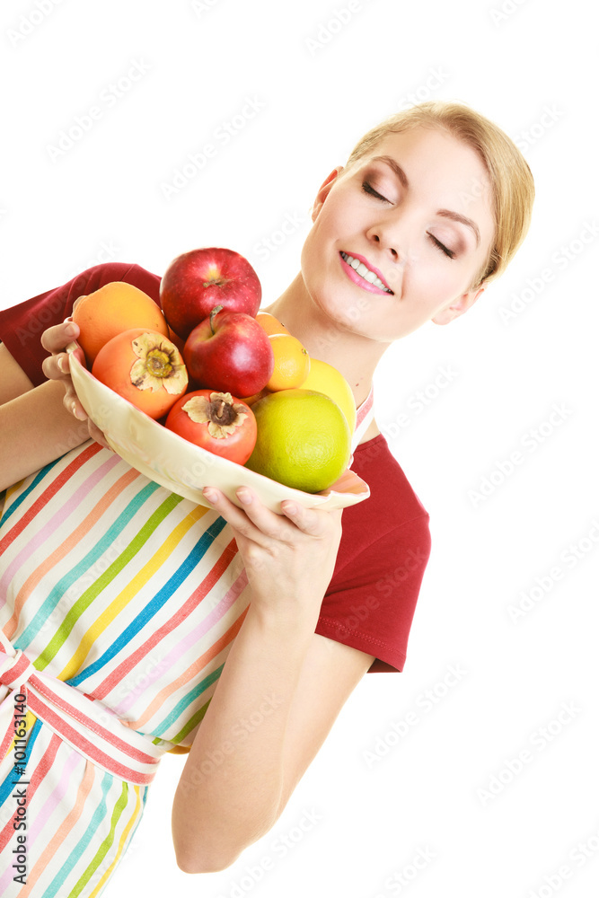 housewife or seller offering healthy fruit isolated housewife or seller offering healthy fruit isolated