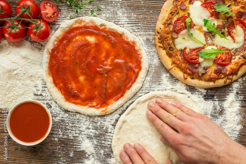 Italian pizza preparation.