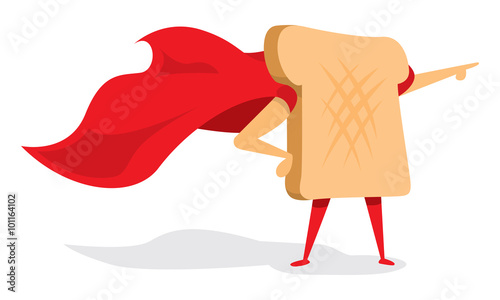 Bread or toast super hero with cape