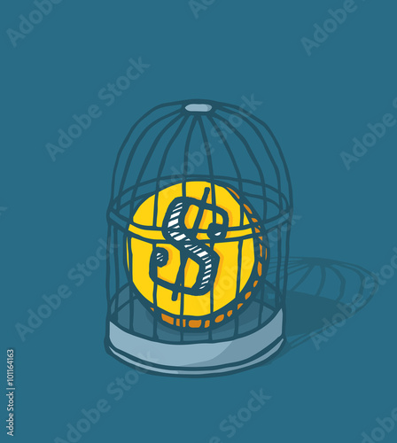 Coin caged or money locked in bird cage