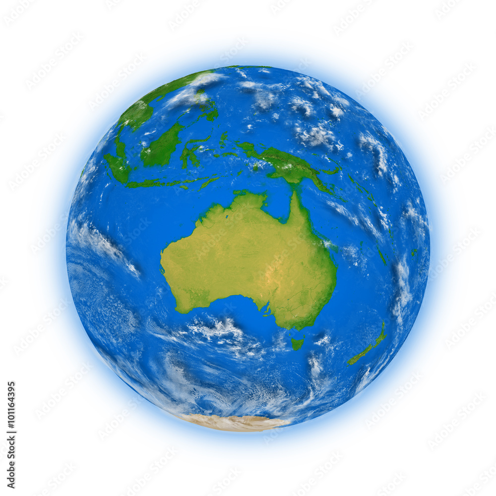Obraz premium Australia on planet Earth