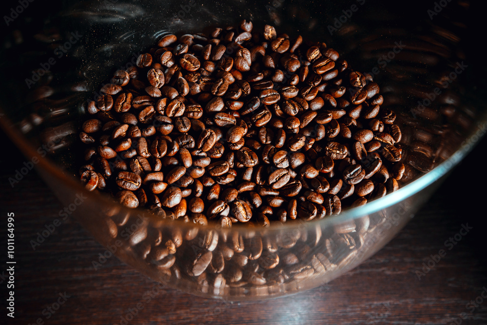 Coffee beans in the mill Coffee beans in the mill
