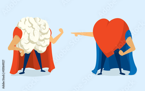 Battle between heart and brain super heros