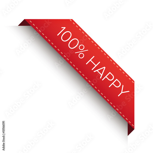 100% happy label sign