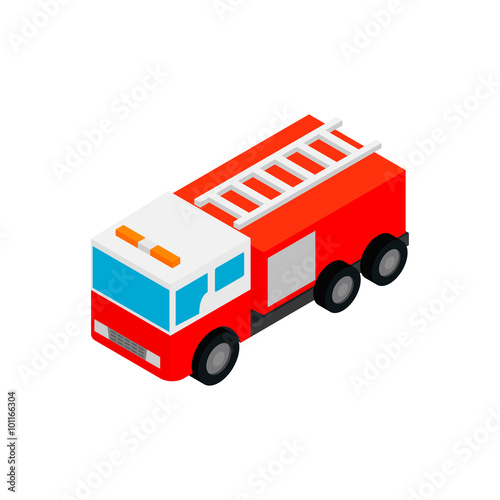 Fire truck isometric 3d icon