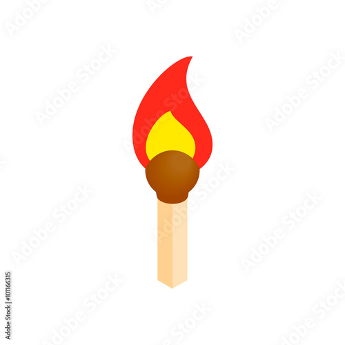 Burning match isometric 3d icon