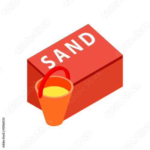 Box for sand to fire safety with bucket icon 
