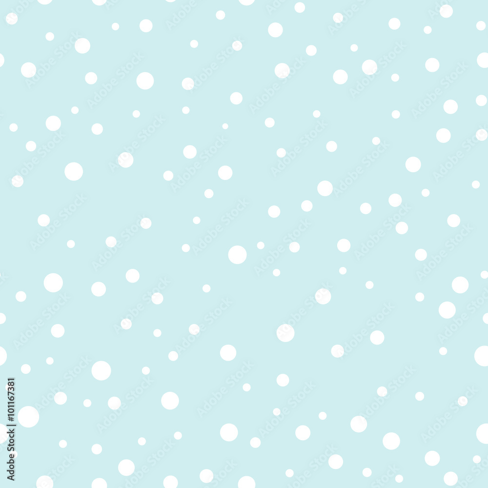 Winter background with snowfall. Blue blurred soft wallpaper with snow. Falling snow at day pattern. Vector illustration.