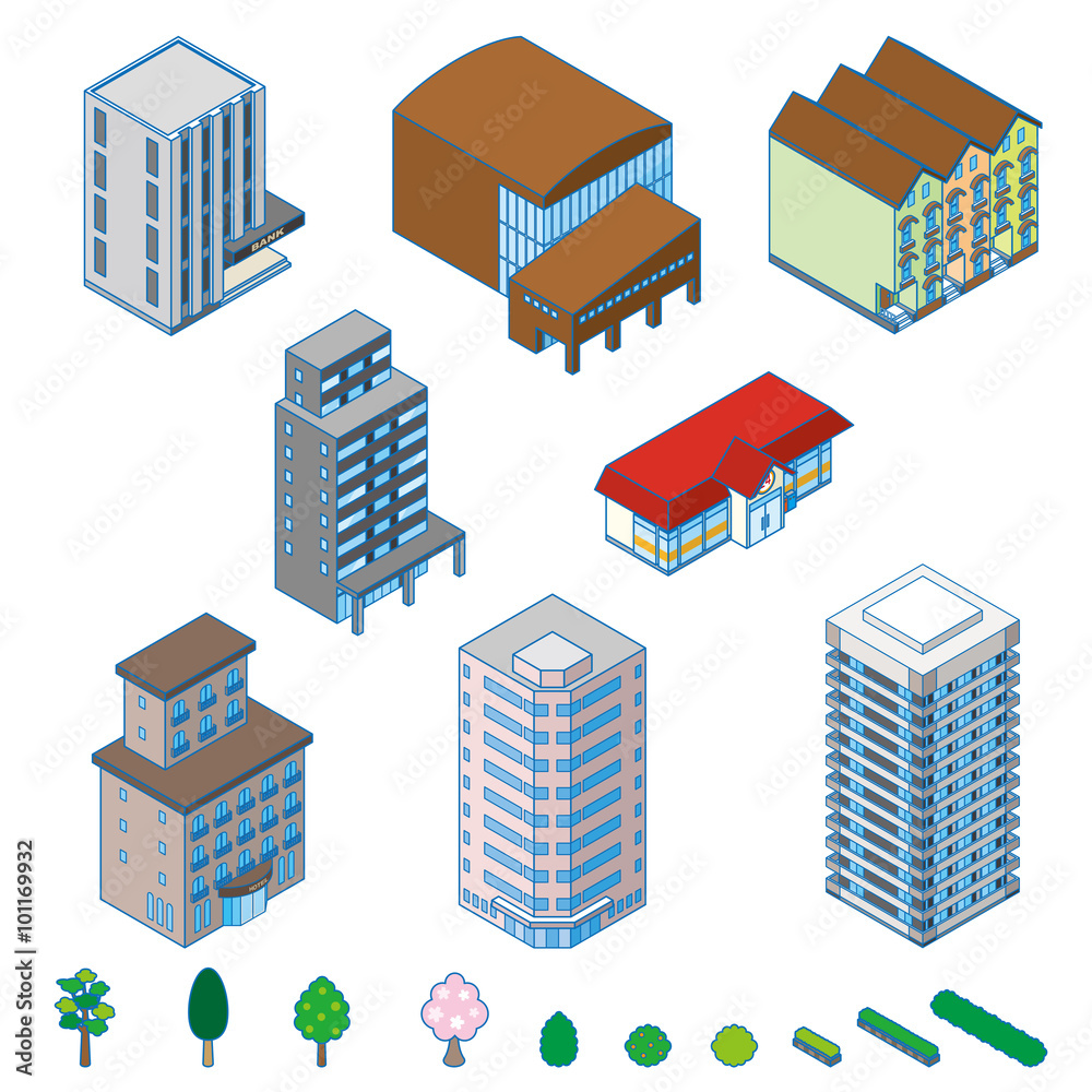様々な建物 / 立体図