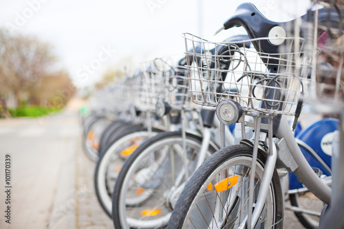 bicycle row at street