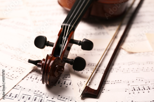 Violin neck on music papers...