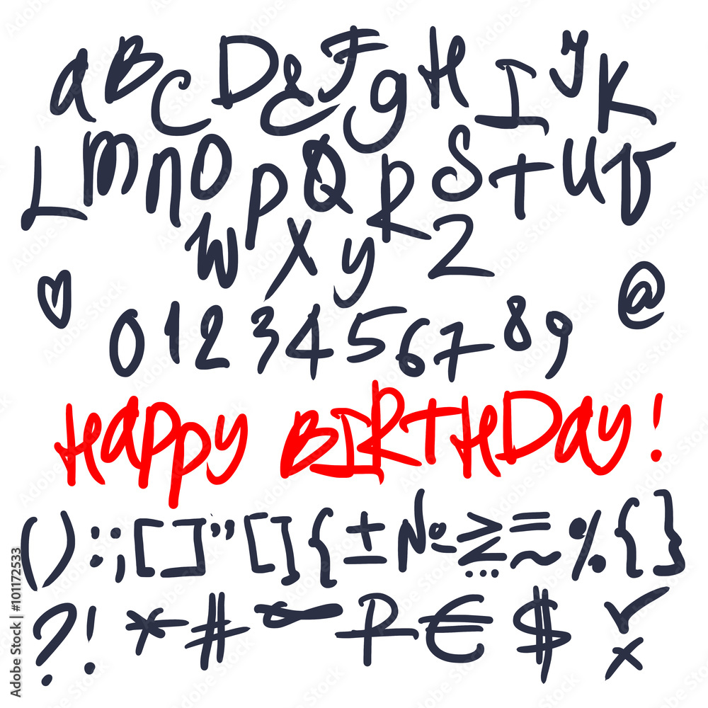 Hand Written Ink Digital Irregular Alphabet. Letters P
