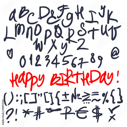 Hand Written Ink Digital Irregular Alphabet. Letters P