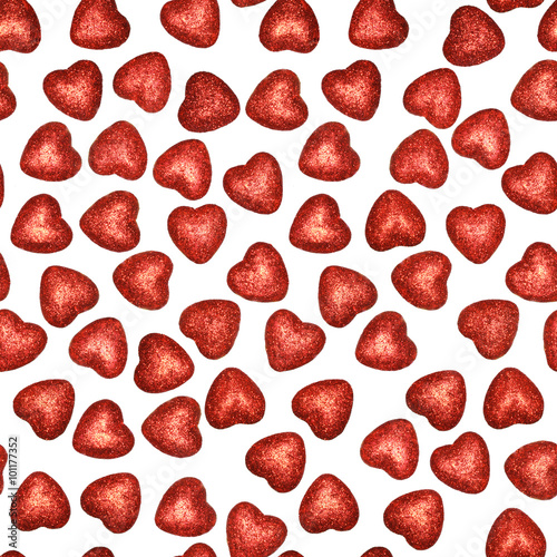 Seamless pattern of hearts on white