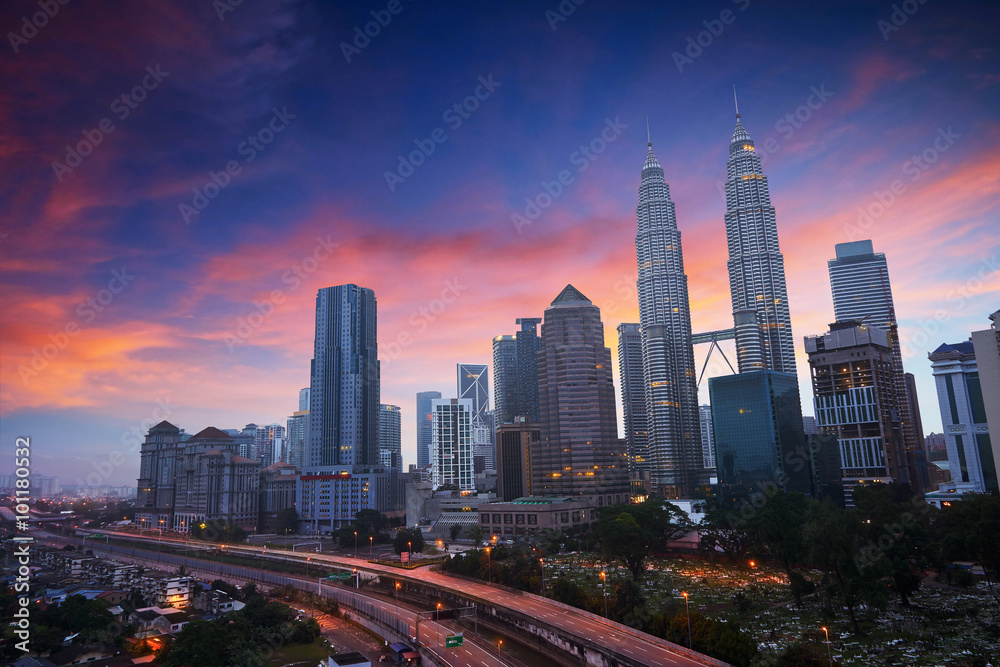 Kuala Lumper skyline at twilight