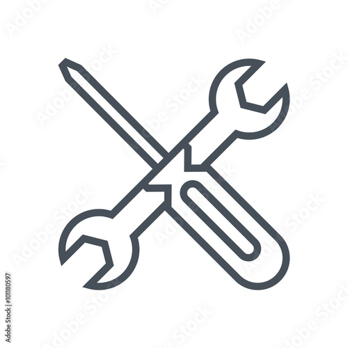 Settings, wrench and screwdriver icon