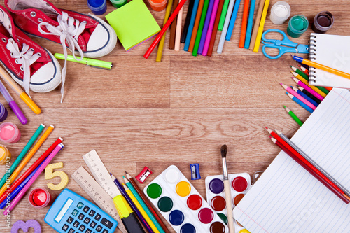 Paints and pencils for children's creativity