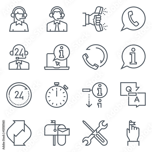Support and tele market icon set