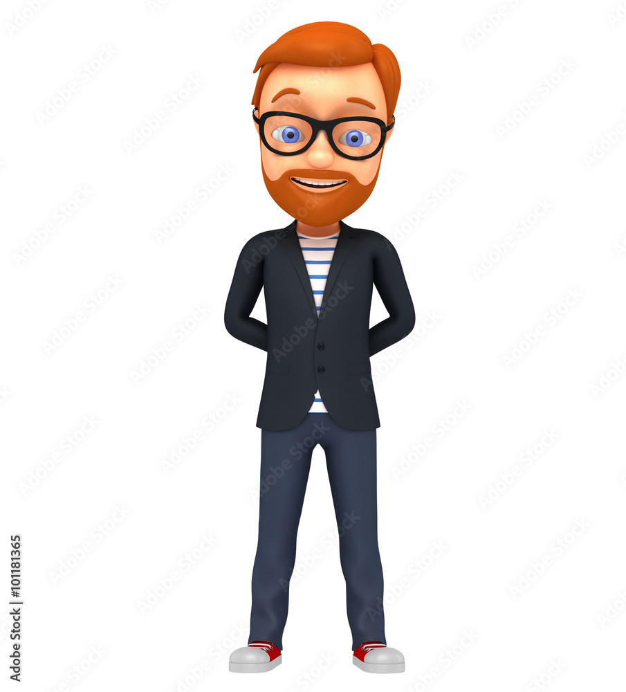 3d cartoon character businessman on a white background isolated.