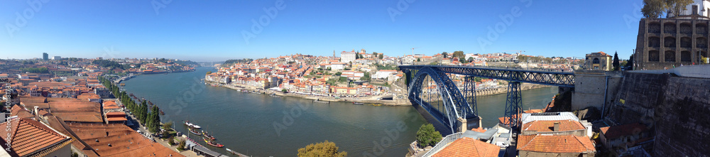 background landscape panorama view from the cable car to the embankment Nova de Gaia Vila, Porto and river Duoro