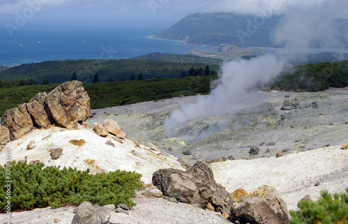 Fumarole field of the vulcan of the Mendeleev. Kurily,island Kunashir photo