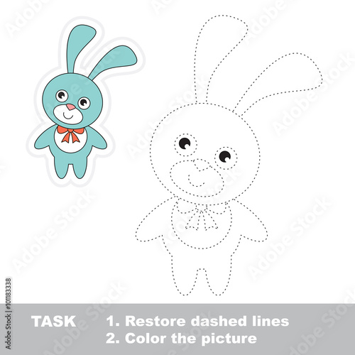 Blue Bunny to be traced. Vector trace game.