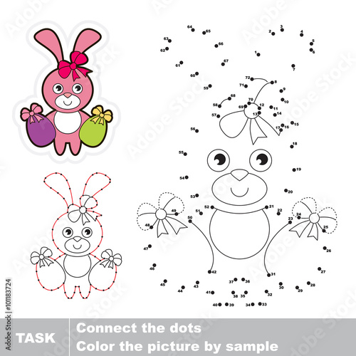 Pink Bunny. Vector numbers game. 