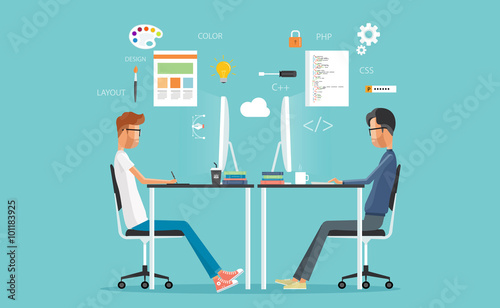 graphic design and  web  developer working on workplace.  develop for website and application