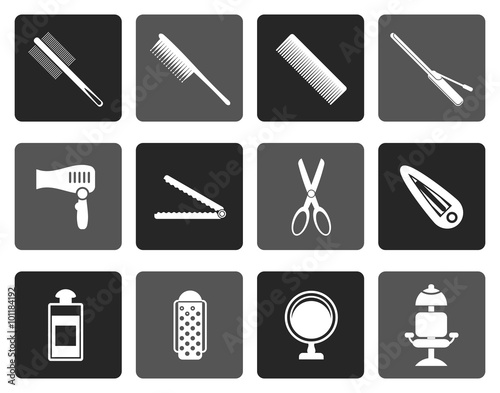 Flat hairdressing, coiffure and make-up icons- vector icon set
