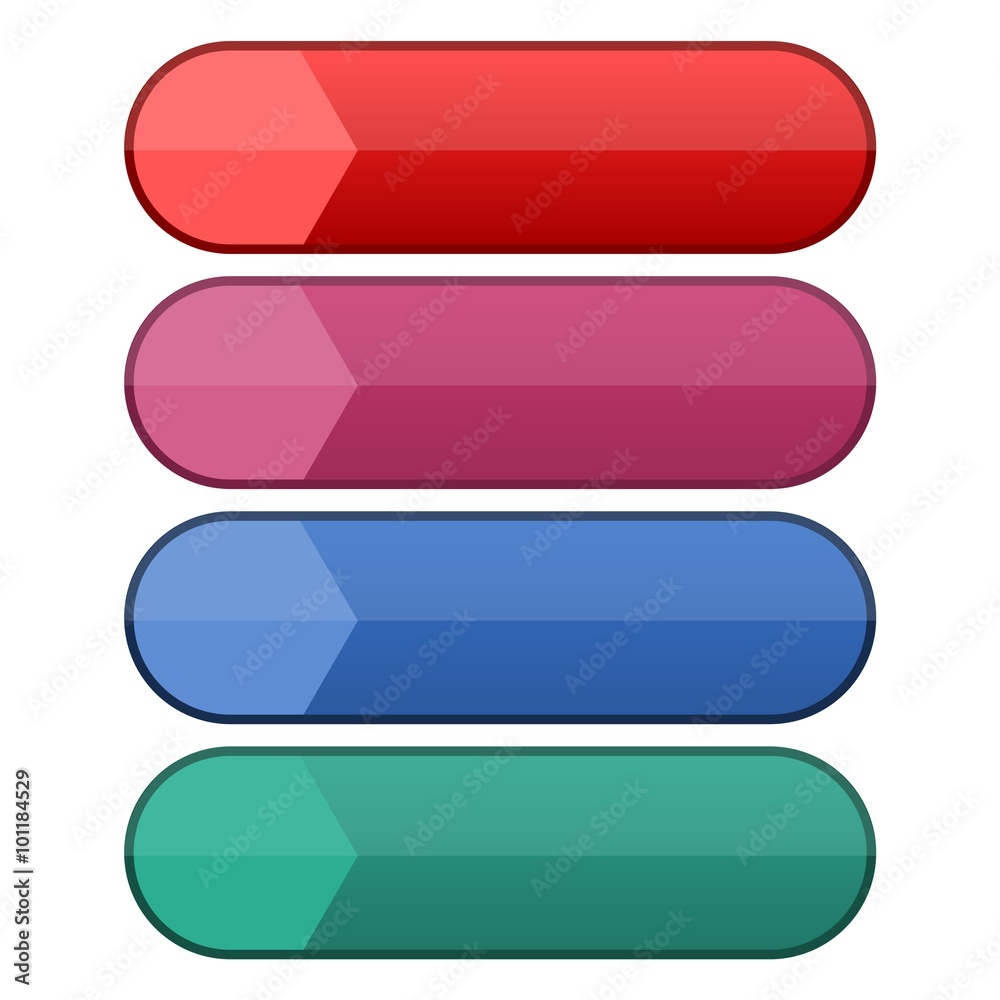 Four Web buttons, glossy empty buttons Four Web buttons, glossy empty buttons