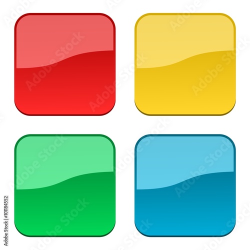 Four Web buttons, glossy empty buttons
