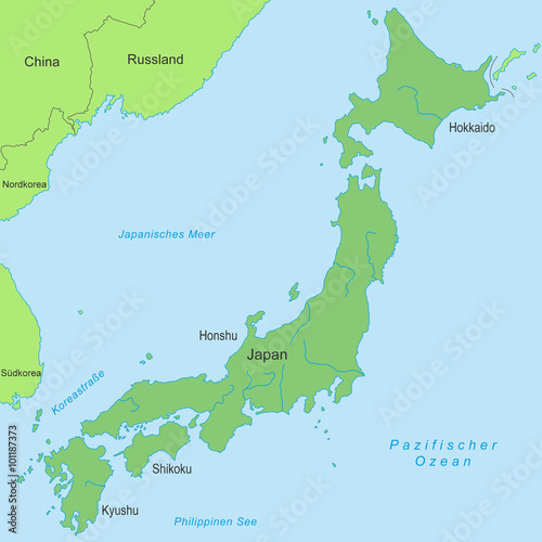 Karte von Japan - Grün