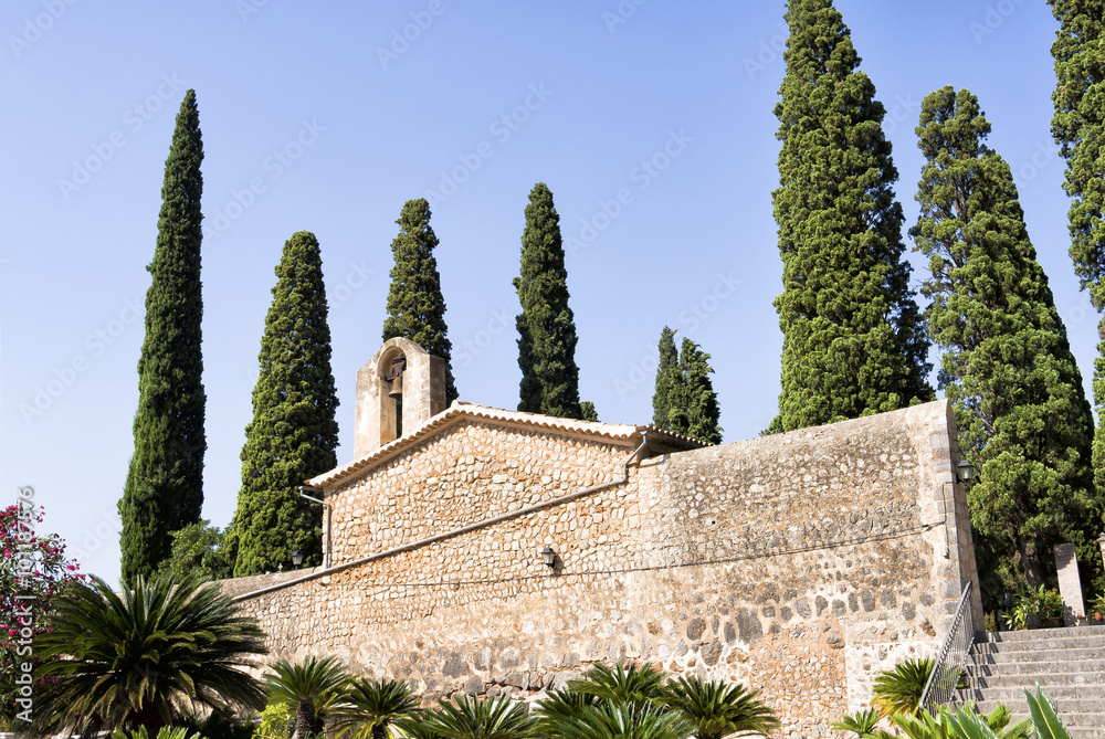 Obraz premium Cypress Ballearic Mallorca Churchyard