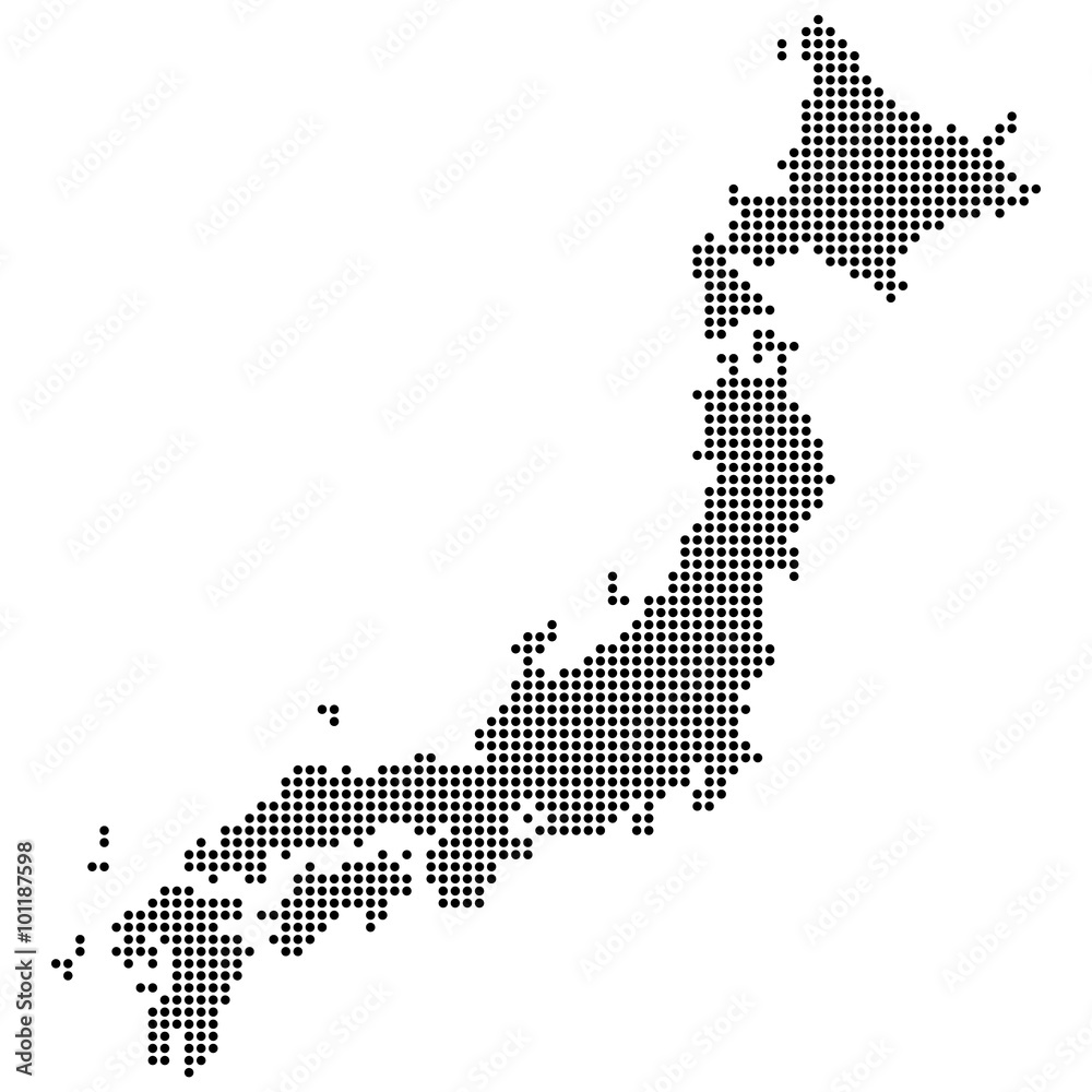 Fototapeta Japan in Punkten - Schwarz