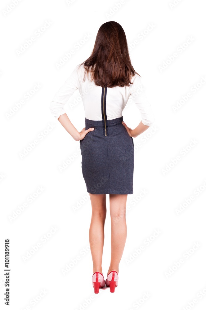 back view of thoughtful business woman contemplating. back view of thoughtful business woman contemplating.