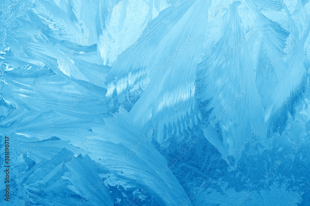 custom made wallpaper toronto digitalFrost patterns on window glass in winter. Frosted Glass Texture. Blue