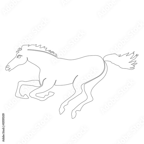 horse running silhouette black white