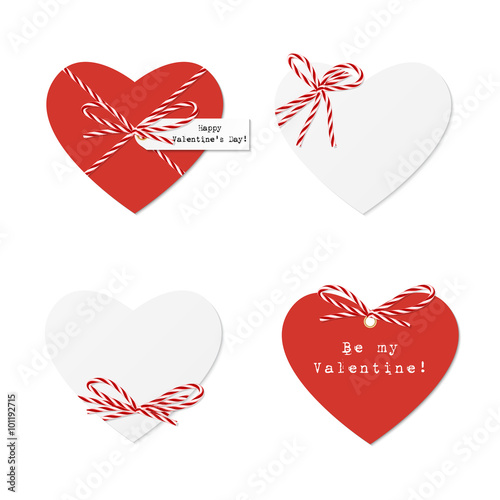 Cuadro en lienzo Hearts with bakers twine