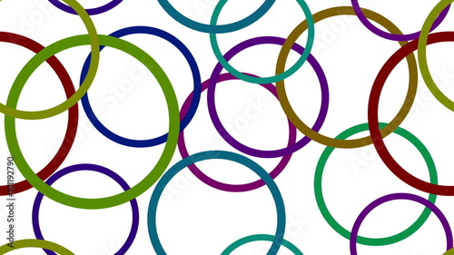 Fullhd 1920x1080 Progressive Seamlessly Looping Video with Colorful Geometrical Figures, Circles Changing in Size on White. Abstract Animated Background.