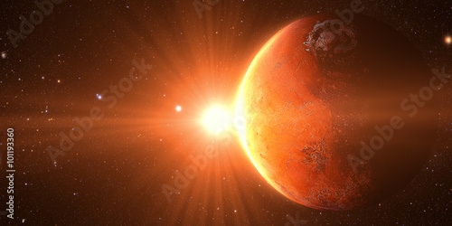 Le lever du soleil Mars tiré de l&#39;espace montrant tout ce qu&#39;ils beauté Poster Mural XXL