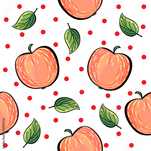 Fototapeta Naklejka Na Ścianę i Meble -  Red apple pattern with red dots