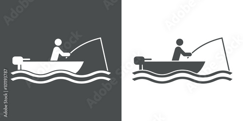 Icono plano pescador en barca #1